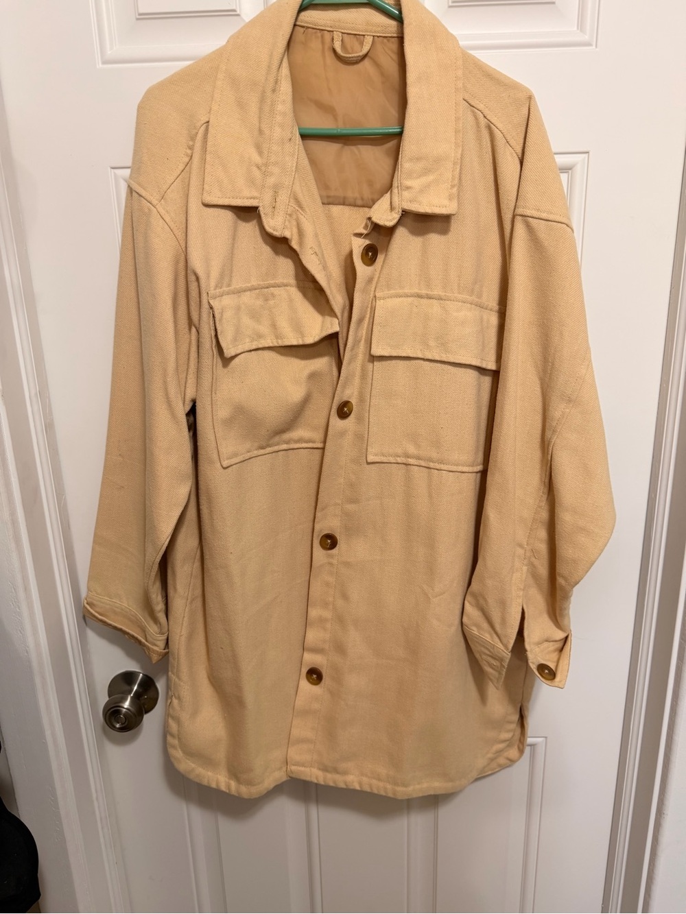 Serra Cream Button-Up Shirt Jacket with Chest Pockets